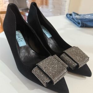 Black Women's Shoes with Silver Bows